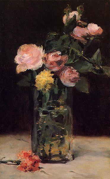 Edouard Manet Roses in a Glas Vase China oil painting art